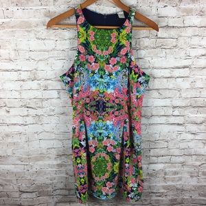 Paper Crane Floral Bright Shift Sleeveless Dress